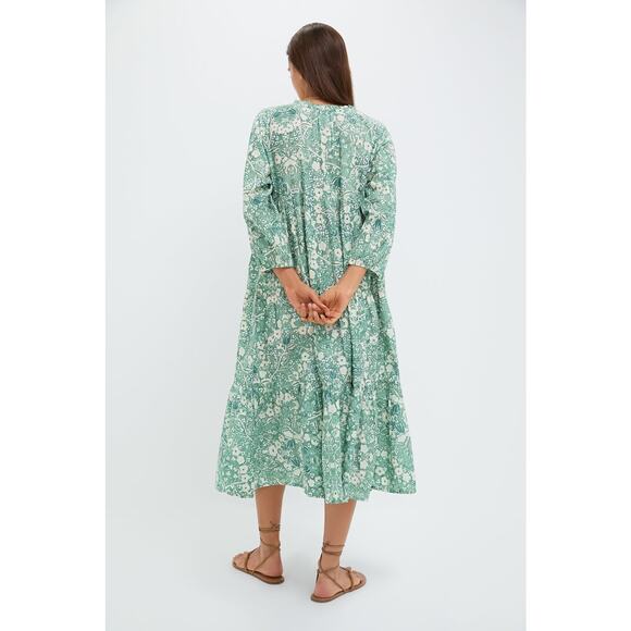 TUCKERNUCK BEACH Misty Jade Blossom Long Sleeve Salty Paloma Caftan Size XL NWT - Picture 2 of 6